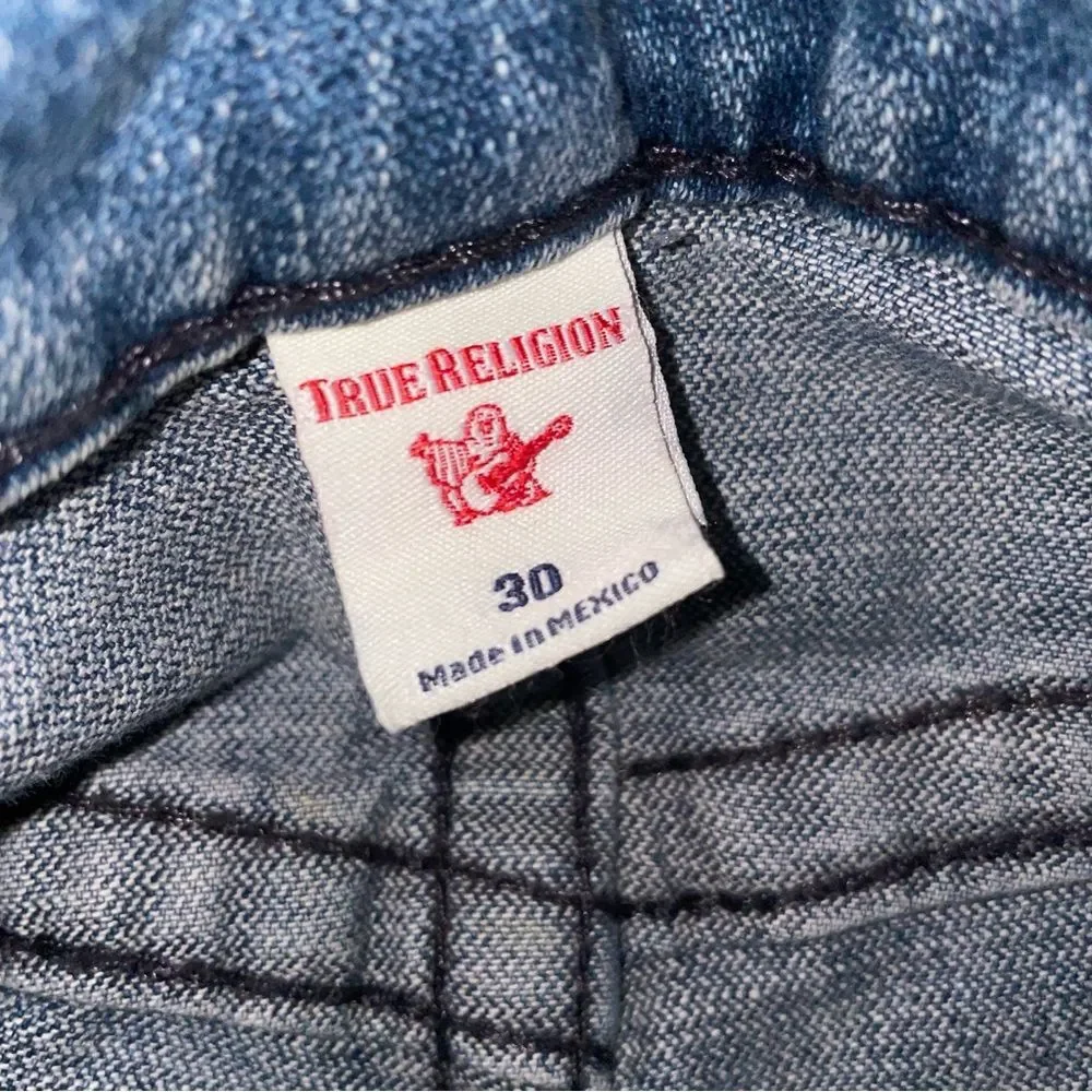 True Religion Size 30 Rocco Relaxed Skinny Light Wash Denim Jeans